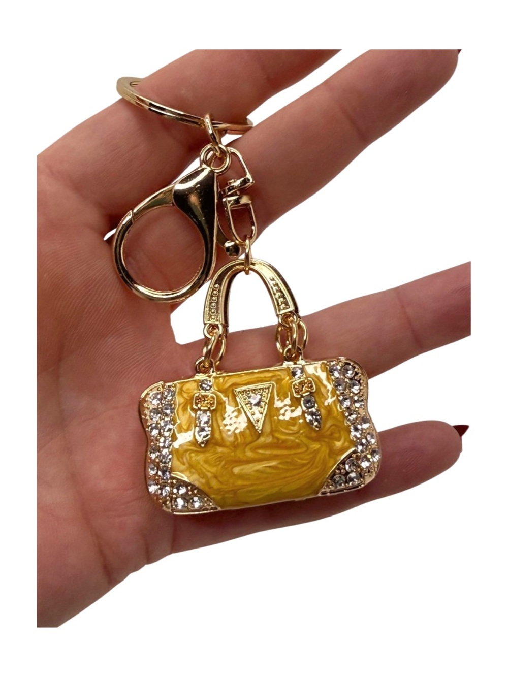 BUY NOW PICK ONE Rhinestone Purse Keychain Bag Charm Glam Patent Handbag Charm - Picture 3 of 7